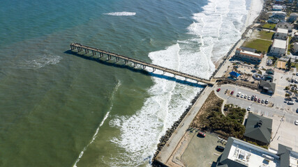 Aerial view of St. Johns county ocean & fishing pier.