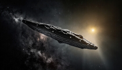 Oumuamua Asteroid Floating in Space. Generative AI.