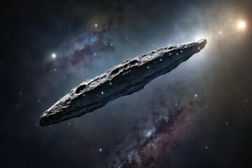 Obraz na płótnie Canvas Oumuamua Asteroid in Space. Generative AI.