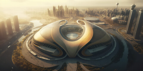 landscape of futurist city