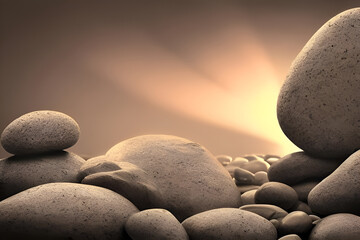 stones and rocks with sun light shining from the back. Generative AI, Generative, AI