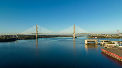 Aerial view of the Dames Point Bridge. 