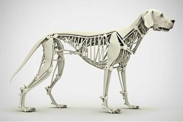 Detailed illustration of the dog skeleton on white background 