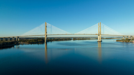 Obraz na płótnie Canvas Aerial view of the Dames Point Bridge. 