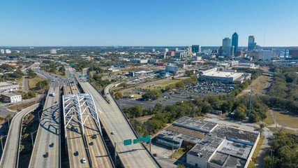Aerial view of an Interstate 95 overpass in Jacksonville.