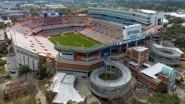 Aerial view of Ben Hill Griffin Stadium, popularly known as "The Swamp", is a football stadium on the campus of the University of Florida.