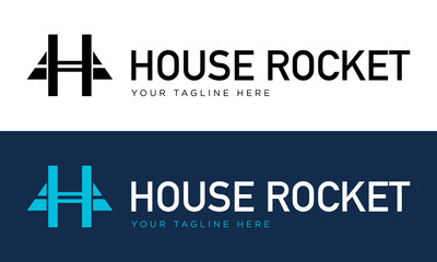 Obraz premium Initial H and rocket combined logo design.