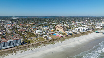 Fototapeta premium Aerial view of Jacksonville Beach, Florida in a sunny beautiful day.