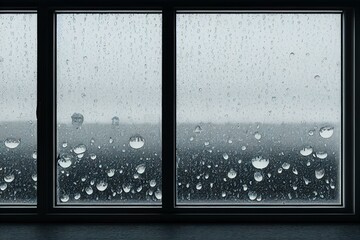 Plakat raindrops on the window in rainy days, abstract background. Generative AI