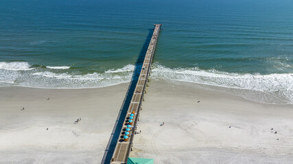 Aerial view of the Jacksonville Beach Fishing Pier.