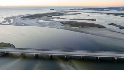 Aerial view of the Fort George Inlet in Jacksonville, Florida.