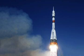The launch of the spacecraft into space. Elements of this image furnishing NASA.