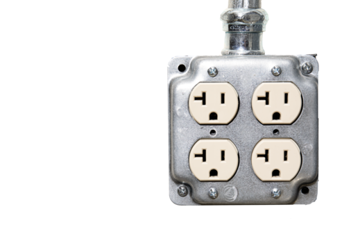 Industrial electrical outlet on blank background