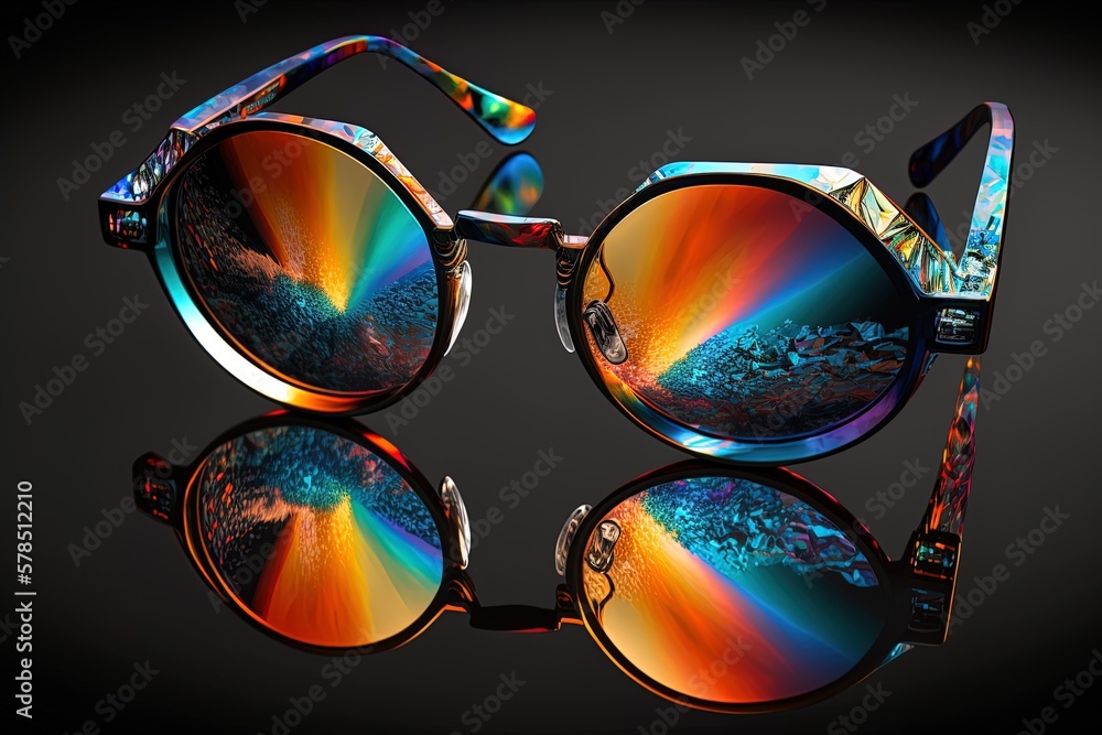 Aufkleber prismatic mirrored eyeglasses from another dimension generative ai
