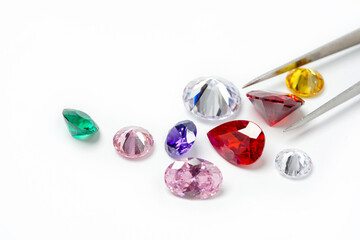 Bright gems isolated on a white background