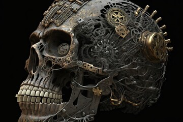 Industrialised Terror: An Extraordinary Mechanical Skull Generative AI