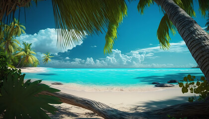 beach with palm trees