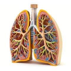 Cross section of human lungs, 3d rendering, illustration 