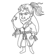 Fujin chibi mascot logo line art
