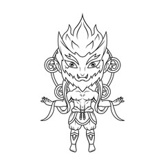 Raijin chibi mascot logo line art