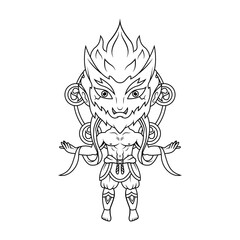 Raijin chibi mascot logo line art