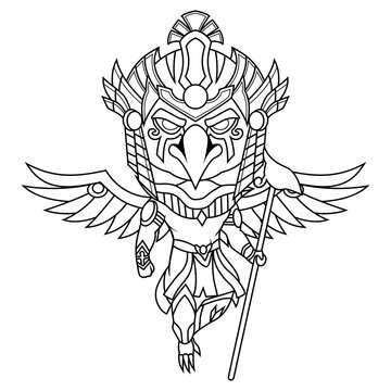 Horus chibi mascot logo line art
