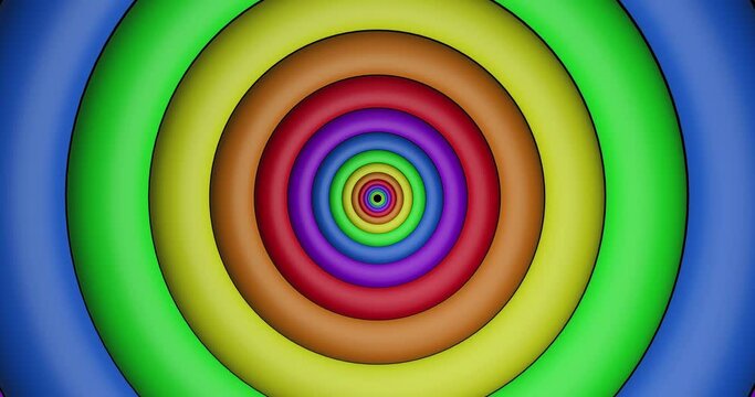 Animation of rainbow circle pattern moving in seamless loop