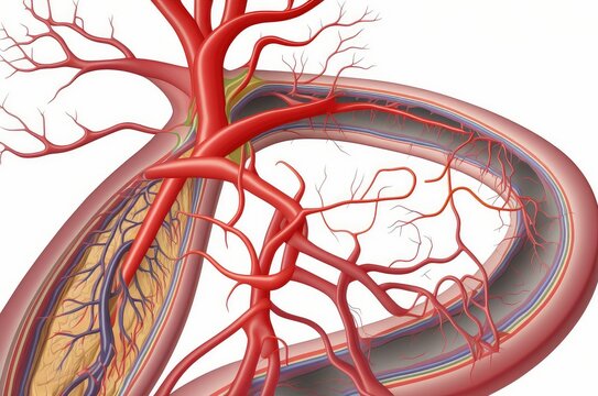 Illustration of human blood vessels, a healthy human artery concept