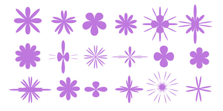 purple color flower shape icon collection.