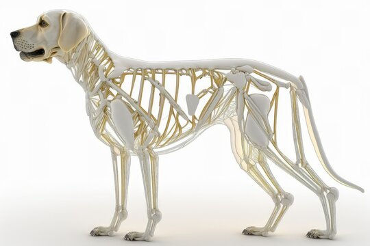 3d rendered medically accurate illustration of the dog skeleton isolated on white background. Generative AI.