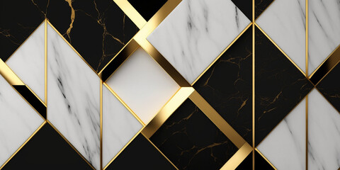 Luxurious Black and Gold Marble Pattern with Inlays - Wallpaper Background Graphic Resource - Generative Art