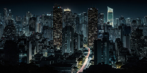 Tokyo Nightscape: Futuristic City Lights and Towering Skyscrapers - Generative Art