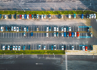 Top down view at a supermarket parking lot © VisualProduction