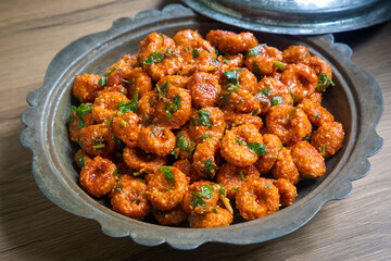 Traditional delicious Turkish food; bulgur garlic meatball (Turkish name; Sarimsakli bulgur kofte or Fellah koftesi)