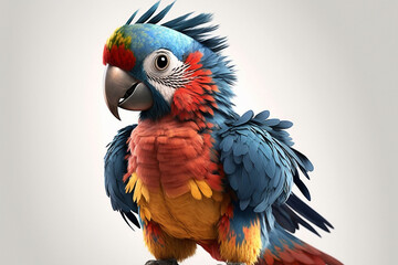 Realistic illustration of a cute blue macaw. Generative AI