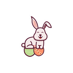 rabbit and egg vector design 