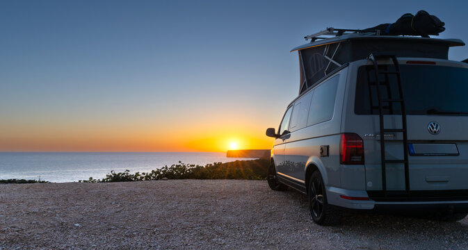 The new 2021 Volkswagen VW Transporter Camping Van T6.1 California Ocean in the coastal Nature