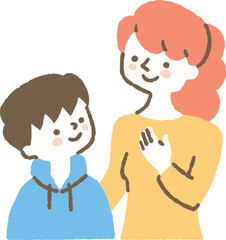 子どもを励ますお母さん_色