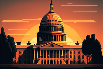 Flat illustration of the United States Congress. Generative AI