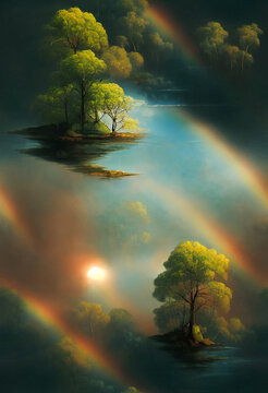rainbow over the river