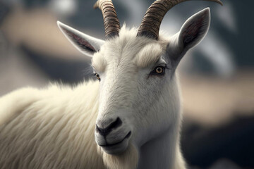 Obraz premium Photorealistic image of a mountain goat. Generative AI. 