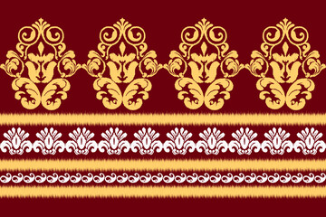 Ikat ethnic seamless pattern design Aztec fabric boho mandalas textile wallpaper tribal native motive carpet ornaments African American Indian folk embroidery vector 