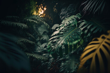 leafy jungle palms daylight