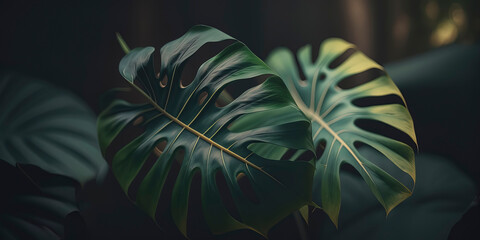 A wallpaper of tropical leaves that create a jungle-like atmosphere.