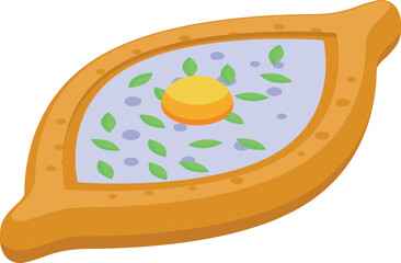 Fried khachapuri icon isometric vector. Food cooking. Adjara crust