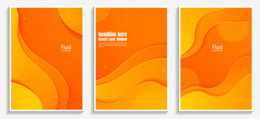 creative fluid poster design set background, yellow and orange light ideal for web, social media banner, cover, print, promotion, greeting, ad, page, 