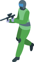 Soldier paintball icon isometric vector. Sport fun. Player game