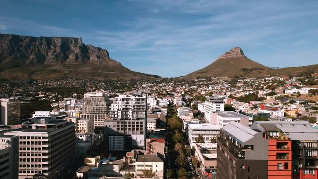 Aerial of from downtown Cape Town, overlooking Table Mountain, Cape Town, South Africa 5
