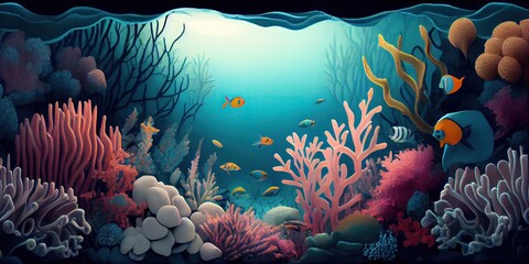 Fototapeta na wymiar colorful tropical seabed idea for marine backgrounds