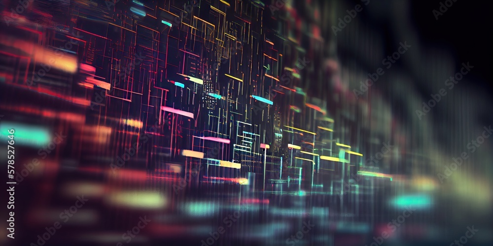 Wall mural technology and computer programing abstract background with blurry effect, generative ai